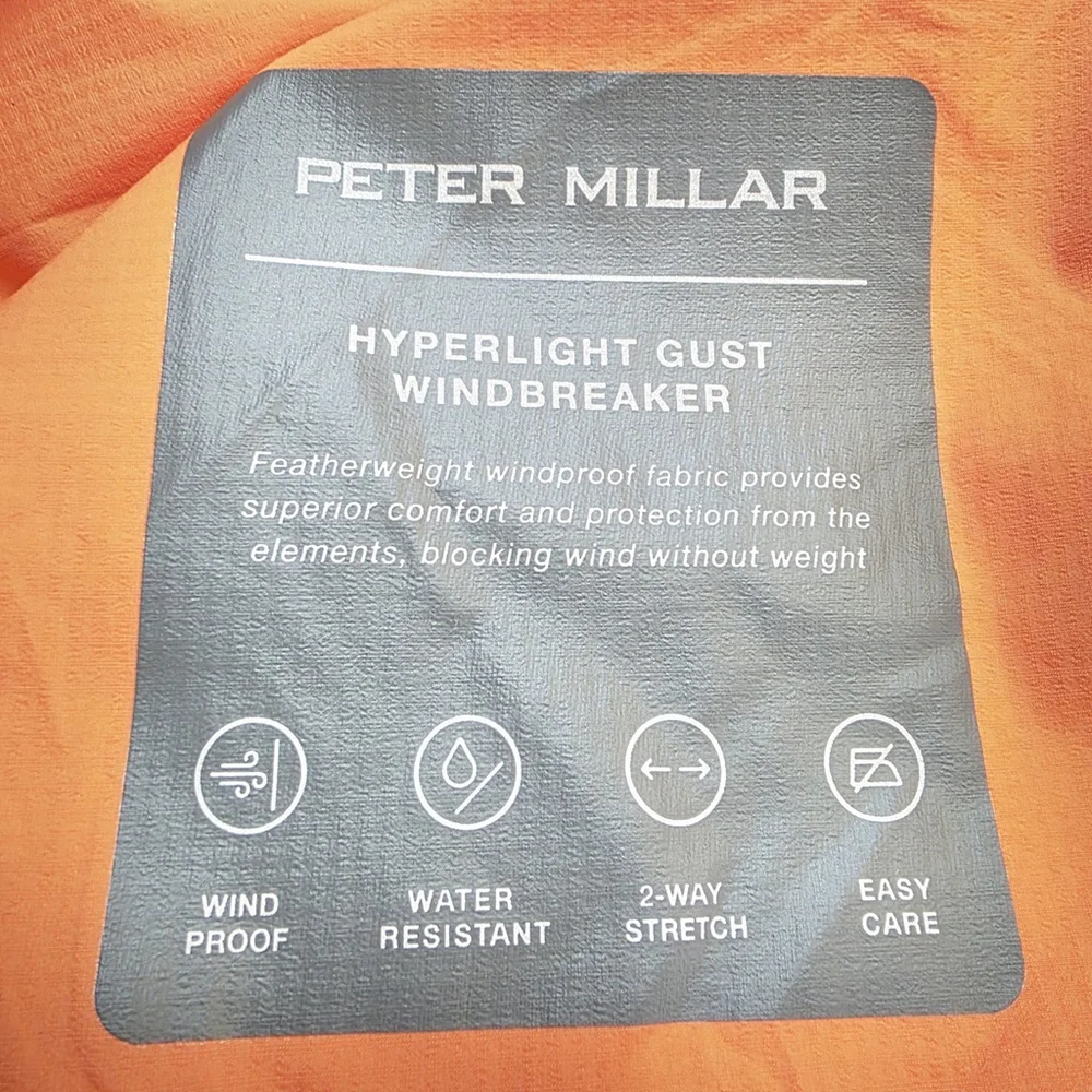 Quiet Luxury NWT Peter Millar Hyperlight Gust Jacket Men’s M Orange Windproof - Picture 4 of 14